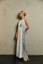 BRUSHSTROKE FRINGED DRESS