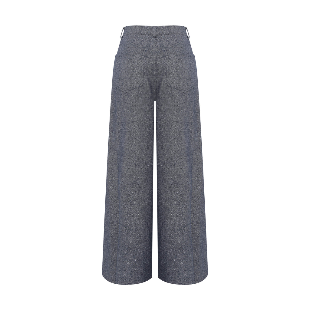 Calça Wide Leg Jeans Com Brilho