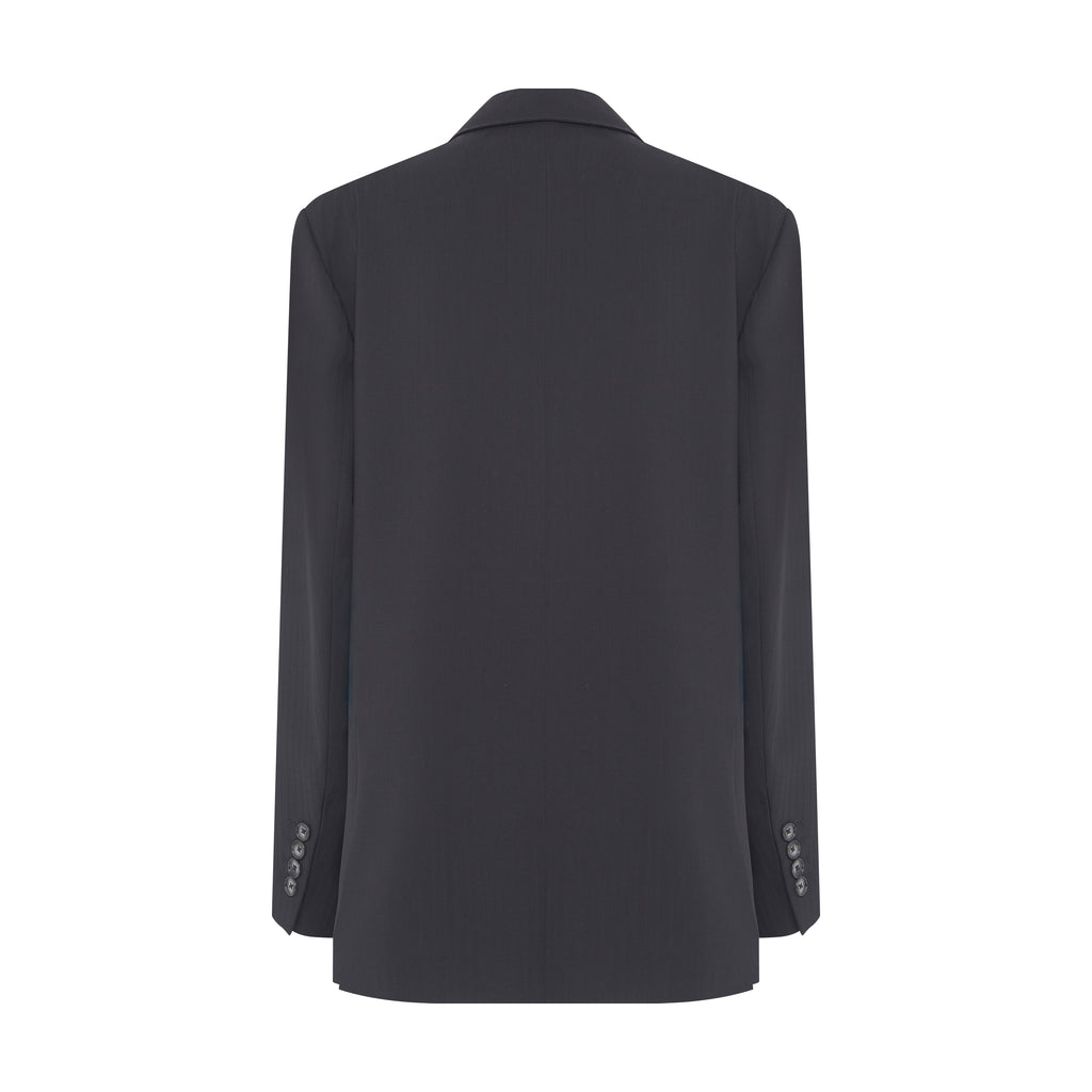 Blazer  Alfaiataria Listrada Bordado Pérolas