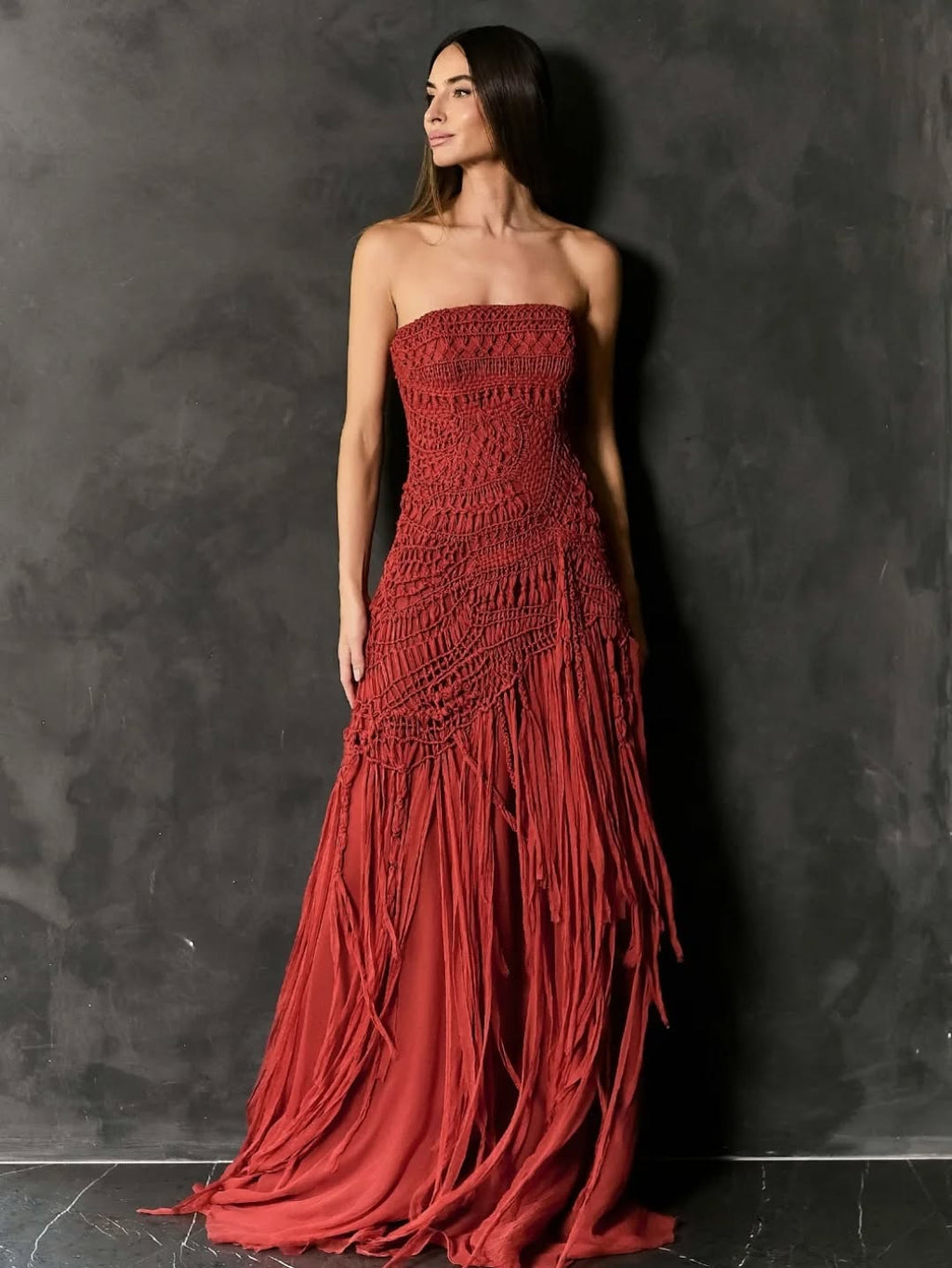 FRINGE MACRAME STRAP DRESS