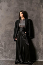 WIDE-LEG SILK TROUSERS