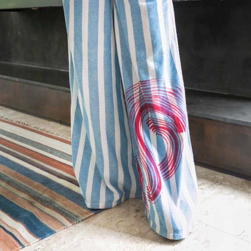 Calça wide leg viscose pintuta orgãnica