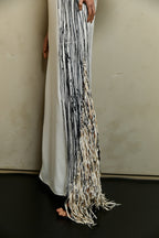 BRUSHSTROKE FRINGED DRESS