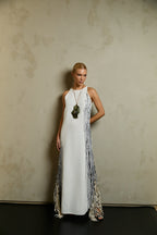 BRUSHSTROKE FRINGED DRESS