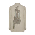 Oversized Wool Blazer with Crocheted Back Embroidery