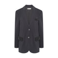 Blazer  Alfaiataria Listrada Bordado Pérolas