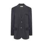 Blazer  Alfaiataria Listrada Bordado Pérolas