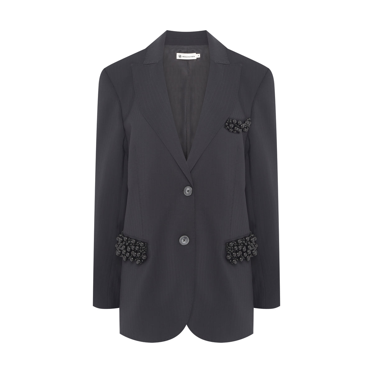 Blazer  Alfaiataria Listrada Bordado Pérolas