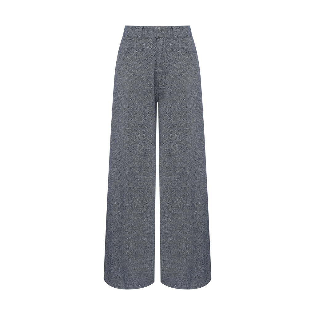 Calça Wide Leg Jeans Com Brilho