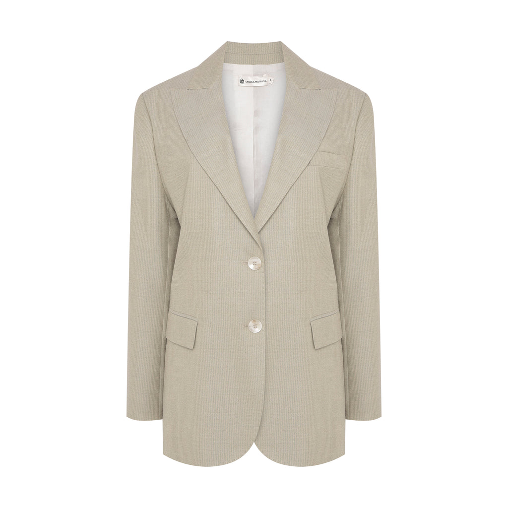 Oversized Wool Blazer with Crocheted Back Embroidery