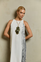 BRUSHSTROKE FRINGED DRESS