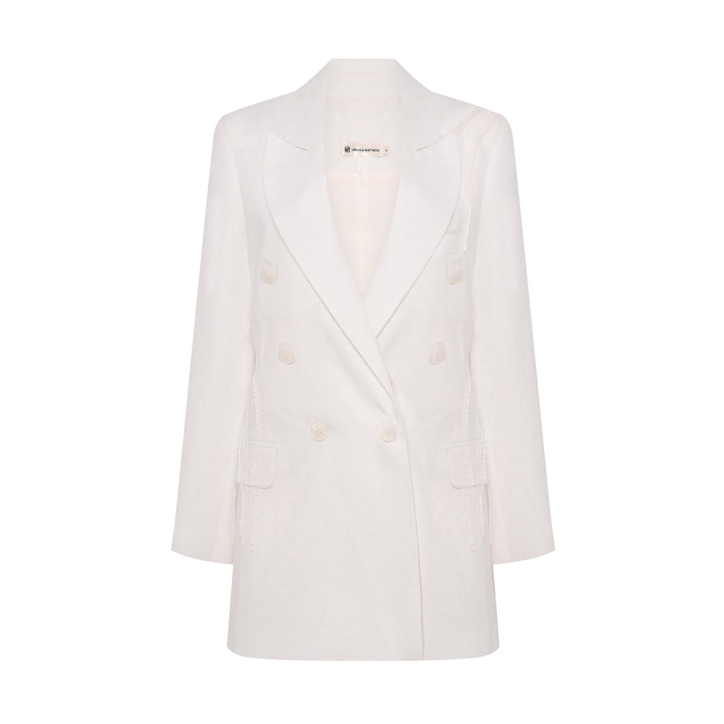 Blazer Amplo Linho Bordado
