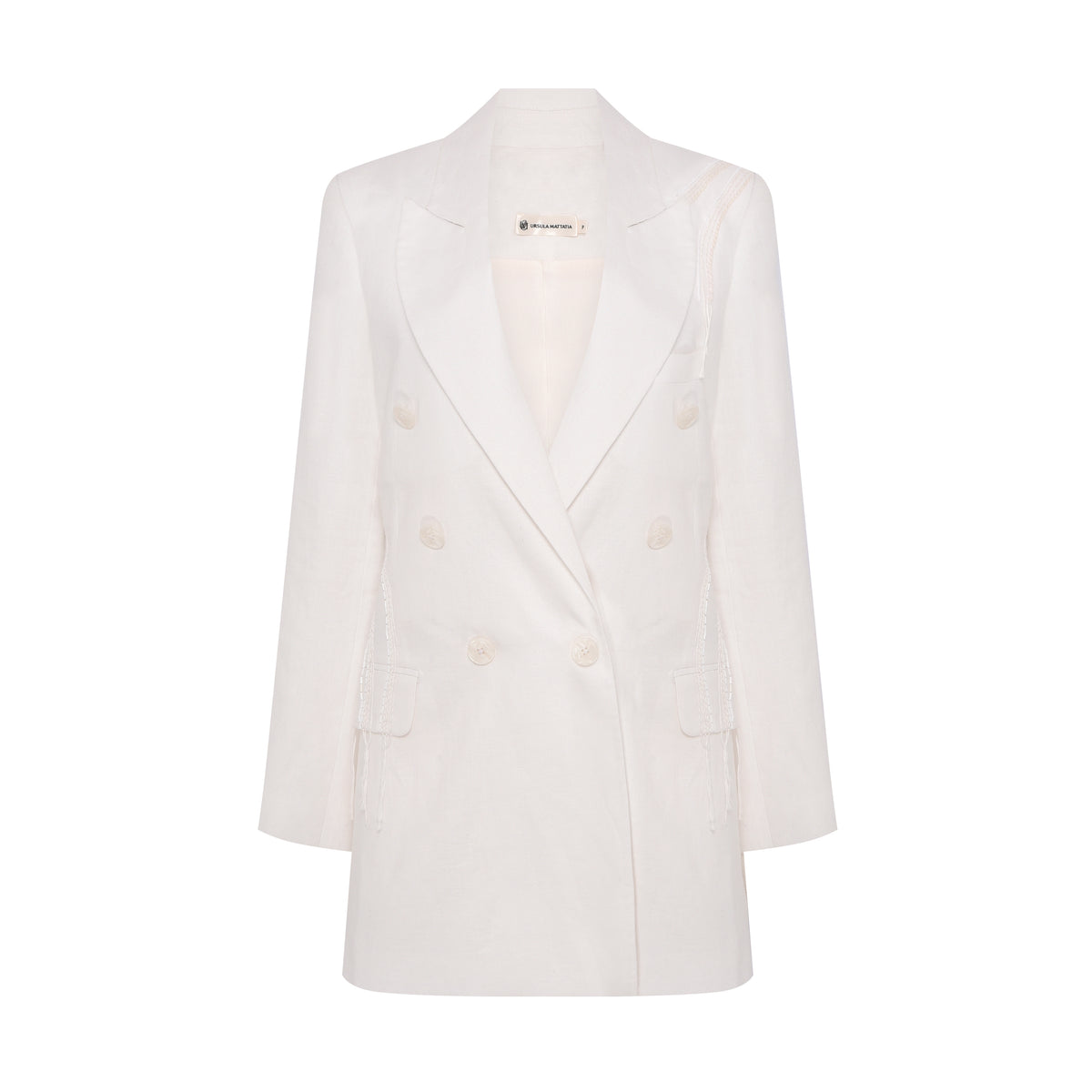 Oversized Embroidered Linen Blazer