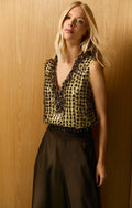 V-NECK BLOUSE WITH METAL EMBELLISHMENT