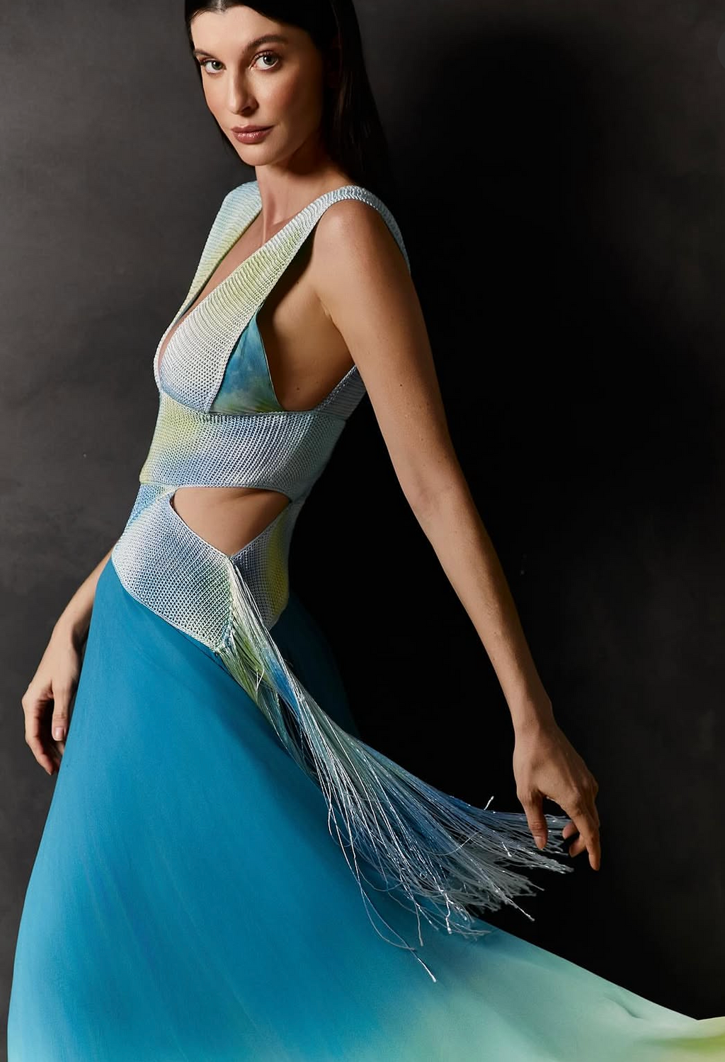 OMBRE CROCHET PAINT DRESS