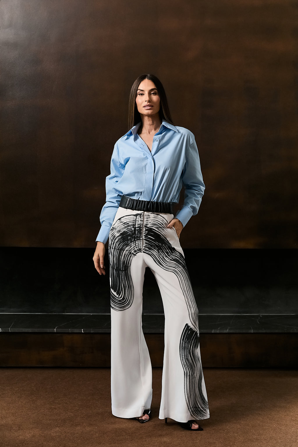 Calça Reta Crepe Patou Pincelada