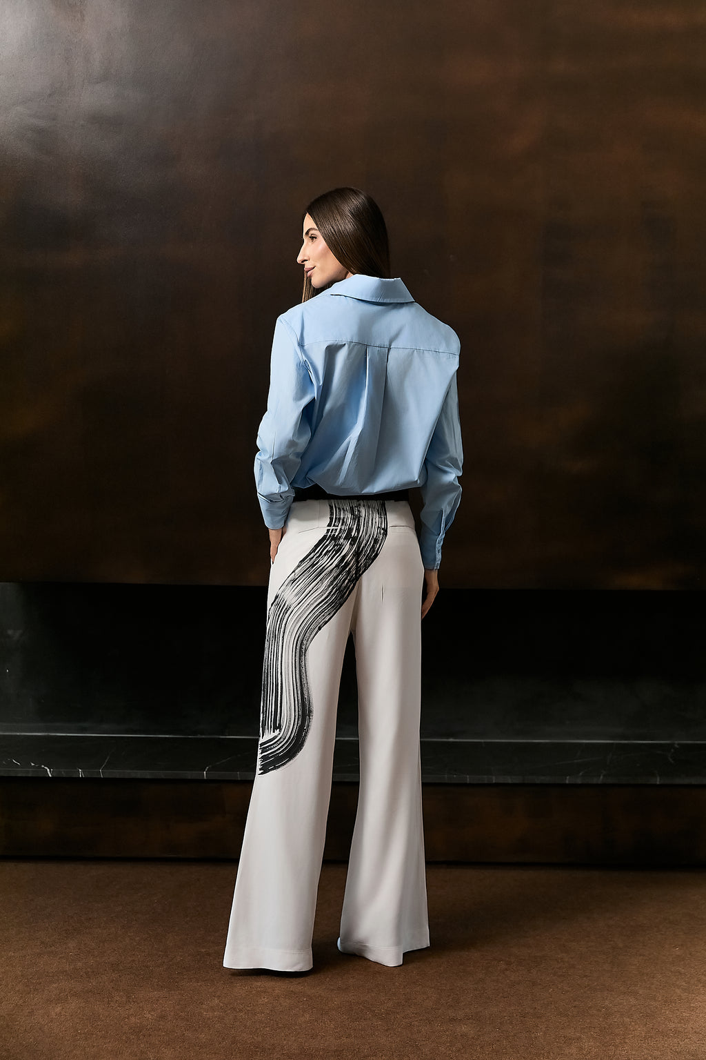 Calça Reta Crepe Patou Pincelada