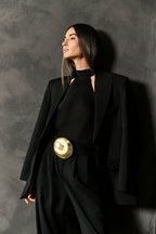Blazer  Alfaiataria Listrada Bordado Pérolas