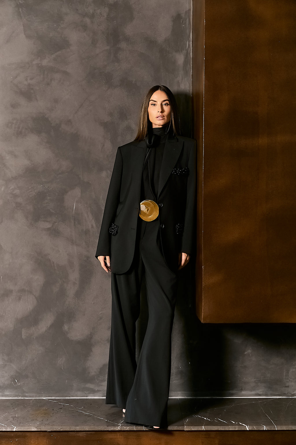 Blazer  Alfaiataria Listrada Bordado Pérolas