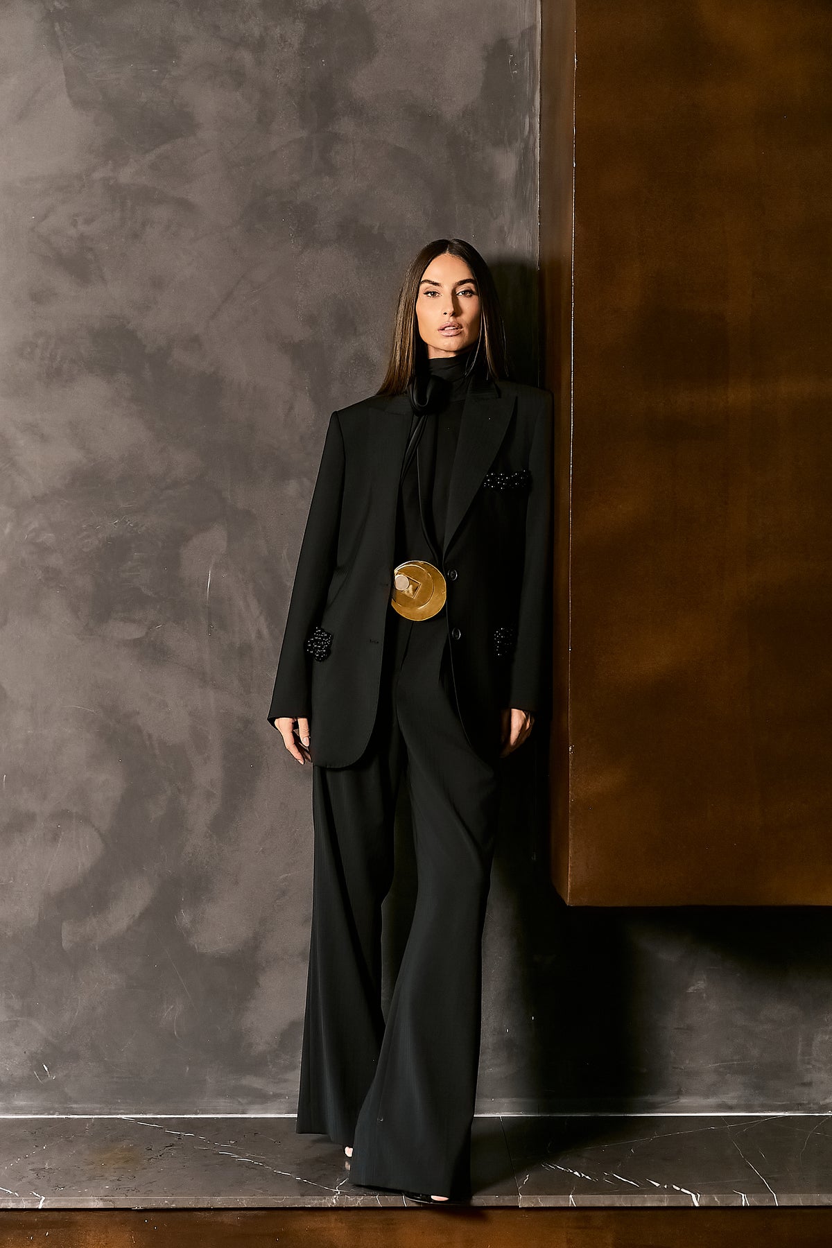 Blazer  Alfaiataria Listrada Bordado Pérolas