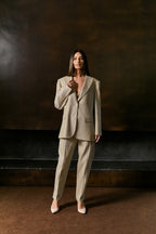 Oversized Wool Blazer with Crocheted Back Embroidery