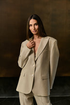 Oversized Wool Blazer with Crocheted Back Embroidery