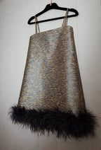 H-LINE SHORT JACQUARD FEATHER DRESS